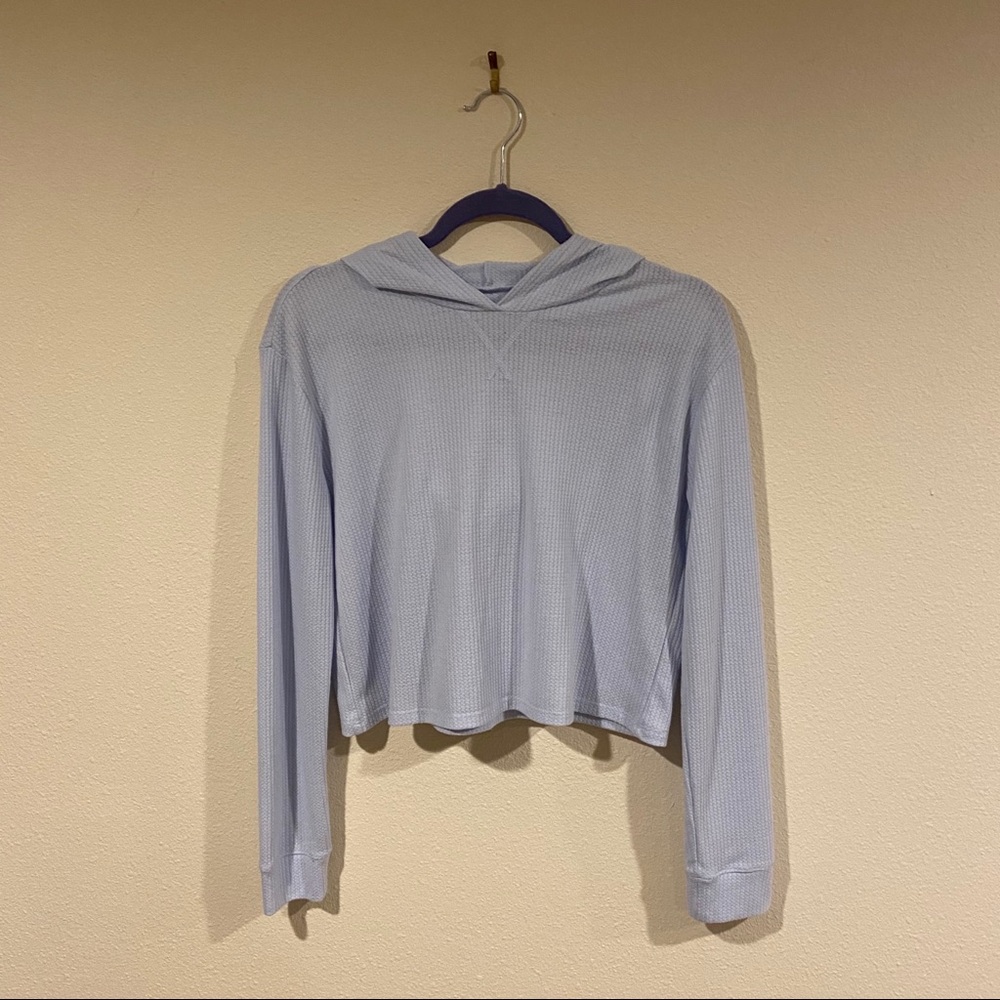 Hollister Light Blue Cropped Long Sleeve Hoodie